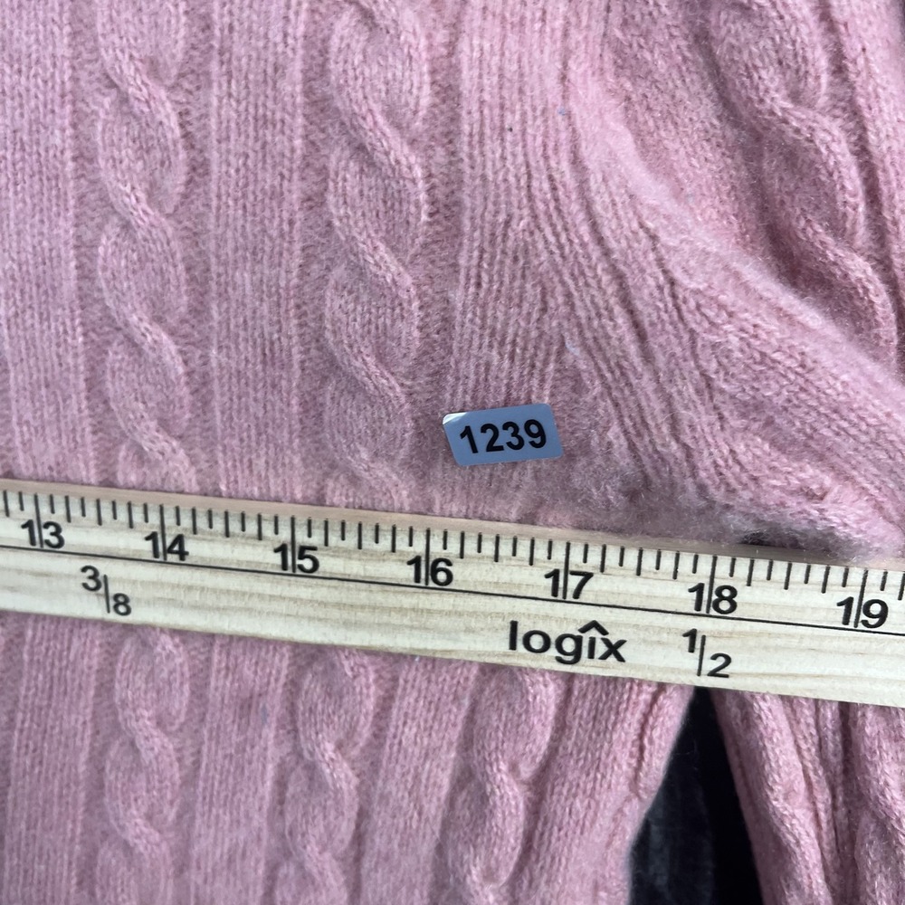 Polo Ralph Lauren Women's Pink Cashmere Cable Knit Sweater Fits Medium -Flaws - Picture 6 of 7